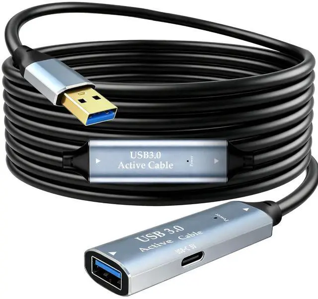 Main image of Tan QY USB 3.0 Active Extension Cable 50Ft,Type A-Male to A-Female Extender Cord with 2 Extension Chipsets Signal Booster and 1 USB-C Charging Port, for Webcam, USB Hub, Camera, Printer(50Ft/15M)