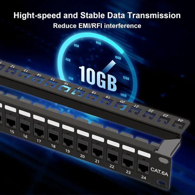 Alt view image 2 of 6 - iwillink 10Gbps Cat6A Patch Panel 24 Port, Keystone Patch Panel UTP 19-Inch with Back Bar, Wallmount or Rackmount, Compatible with Cat5, Cat5e, Cat6, Cat6A Cabling