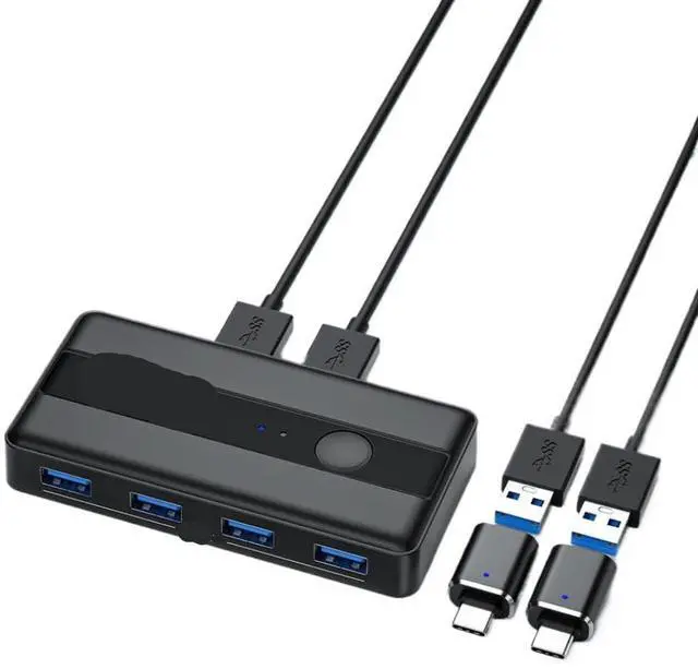 Main image of USB KVM Switch Adapter 2 Input 4 Output USB 3.0 Switcher Keyboard Printer Sharer Compatible with Computer
