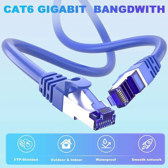 Alt view image 2 of 7 - Ethernet Cable 100ft, Cat 6 Cable Outdoor &Indoor FTP Shielded Ethernet Cable, 23AWG Gigabit Ethernet Patch Cords CCA, UV Resistant, Waterproof, Direct Burial, LLDPE PVC with RJ45 Connector for Router