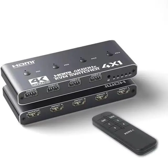 Main image of Tangxi 4x1 HDMI KVM Switchs 4K 60Hz for 4 Computers Share 1 Monitor, Quad HDMI Multiviewer Switcher with 4 USB 2.0 Ports, Quick View for Camera, PC, Laptop