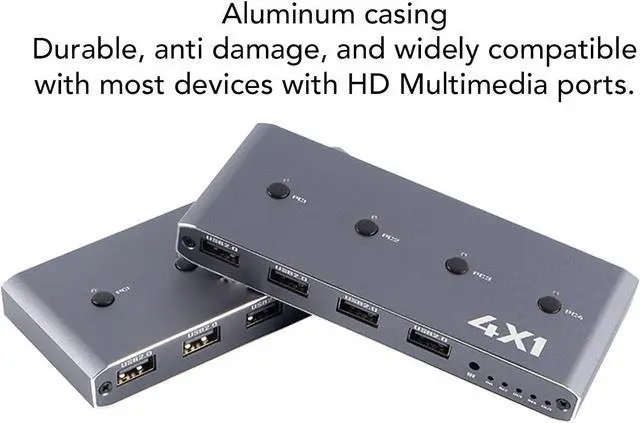 Alt view image 4 of 7 - Tangxi 4x1 HDMI KVM Switchs 4K 60Hz for 4 Computers Share 1 Monitor, Quad HDMI Multiviewer Switcher with 4 USB 2.0 Ports, Quick View for Camera, PC, Laptop