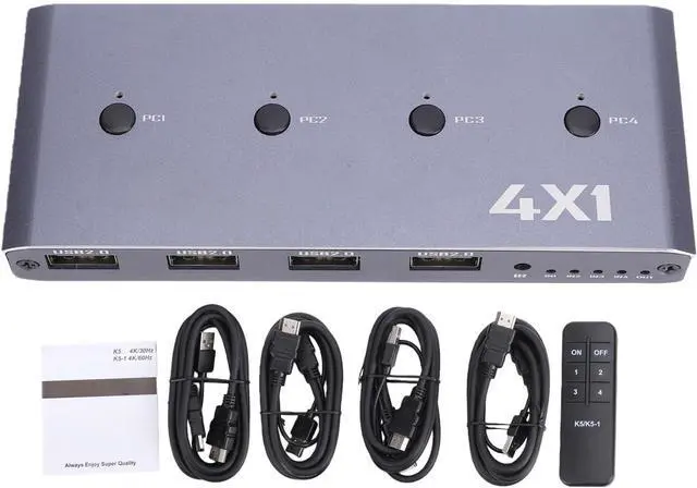 Alt view image 6 of 7 - Tangxi 4x1 HDMI KVM Switchs 4K 60Hz for 4 Computers Share 1 Monitor, Quad HDMI Multiviewer Switcher with 4 USB 2.0 Ports, Quick View for Camera, PC, Laptop