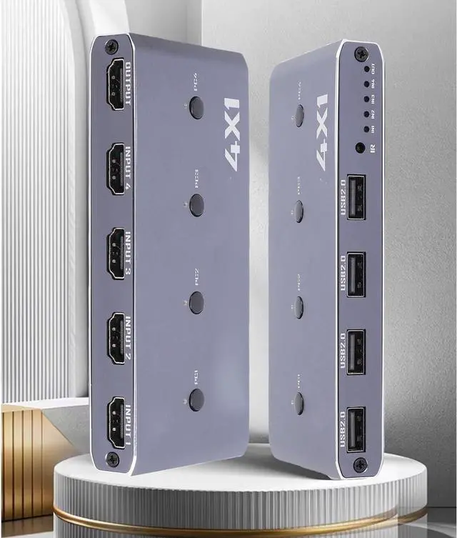 Alt view image 5 of 7 - Tangxi 4x1 HDMI KVM Switchs 4K 60Hz for 4 Computers Share 1 Monitor, Quad HDMI Multiviewer Switcher with 4 USB 2.0 Ports, Quick View for Camera, PC, Laptop