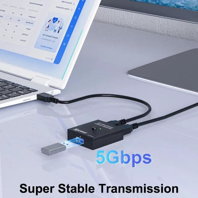 Alt view image 3 of 7 - USB 3.0 Switch Selector, Reyoten Bi-Directional USB Switch 2 in 1 Out / 1 in 2 Out, USB3.0 KVM Switcher for 2 Computers Share Keyboard Mouse Scanner Printer