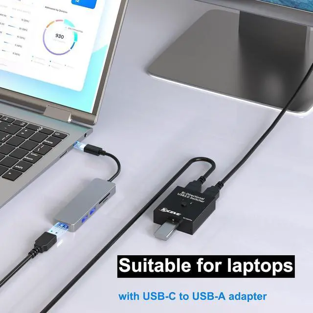 Alt view image 7 of 7 - USB 3.0 Switch Selector, Reyoten Bi-Directional USB Switch 2 in 1 Out / 1 in 2 Out, USB3.0 KVM Switcher for 2 Computers Share Keyboard Mouse Scanner Printer