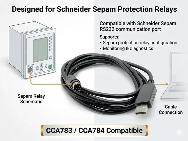 Alt view image 3 of 5 - FT232RL USB to Mini DIN 6-Pin Cable for Schneider Sepam RS232, 1.8M CCA783/CCA784 Compatible Serial Adapter