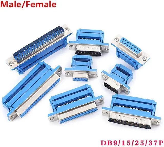 Alt view image 2 of 3 - 5Pcs DB9 DB15 DB25 DB37 Male Female Plug Serial Port Connector Crimp Type D-SUB Rs232 Adapter(DB37 Female)