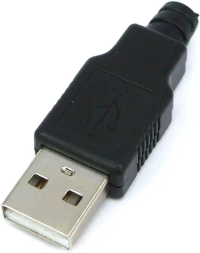 Main image of 10 Sets USB 2.0 Type-A Male Connector - 4-Pin Solder-Type Black Plastic Shell Adapter for Data Connection(Male 10sets)