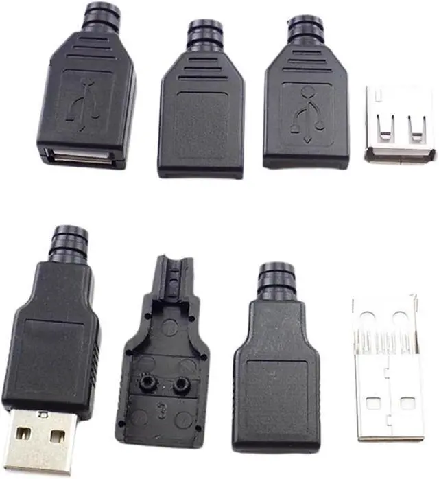 Alt view image 2 of 6 - 10 Sets USB 2.0 Type-A Male Connector - 4-Pin Solder-Type Black Plastic Shell Adapter for Data Connection(Male 10sets)
