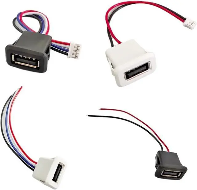 Alt view image 2 of 6 - USB 2.0 Female Power Jack - 2/4Pin Charging Port Connector with PH Cable Terminals for USB Charger Socket (1-10PCS)(White 4 Pin,2pcs)