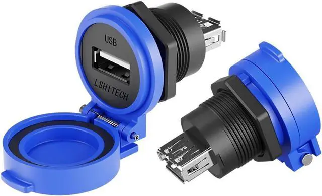 Main image of LU22 PBT Plastic USB2.0 USB3.0 Data Adapter Female Socket Panel Mount Double Head Coupler Type A USB Connector Quick Flap(USB2.0,Plastic Nut,Black Cap)