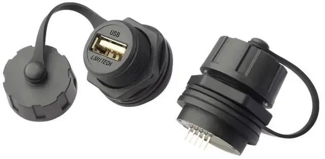 Main image of M20 Industrial Outdoor Waterproof USB Connector Data Transmission USB2.0 USB3.0 Adapter Female Socket Threaded Connection(USB2.0 2MM,Metal nut)