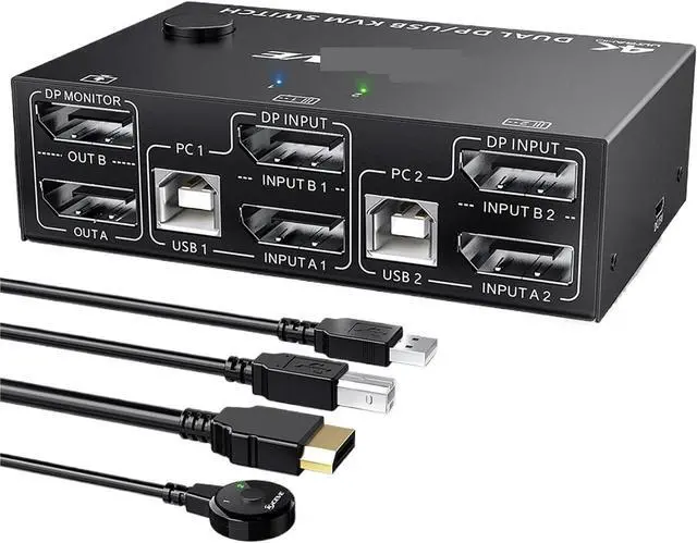 Main image of KVM Switch Dual Display Switcher Cable 1.4 Extended Display 2 PC Or Laptop Share Keyboard Mouse Printer Monitors
