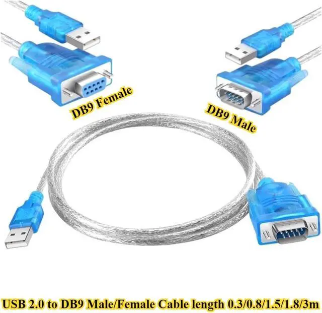 Alt view image 2 of 3 - USB 2.0 to RS232 Serial Port DB9 9 Pin Male/Female Cable Length .3m/0.8m/1.5m/1.8m/3m Adapter Convertor(DB9 Female,3 PCS,1.8m)