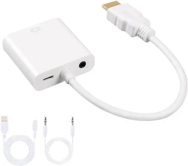 Main image of HDMI to VGA Adapter Digital to Analog Video Audio Converter Cable HDMI VGA Connector(Audio Power White)