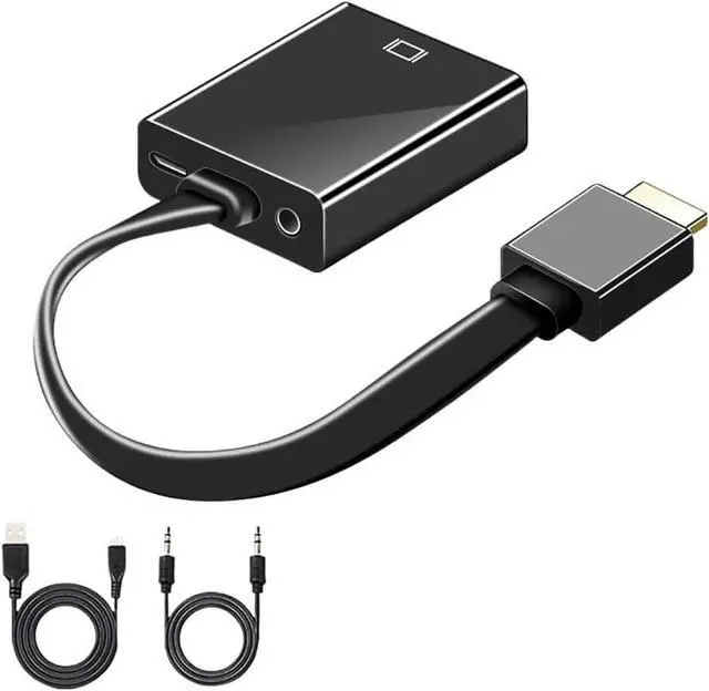 Alt view image 2 of 4 - HDMI to VGA Adapter Digital to Analog Video Audio Converter Cable HDMI VGA Connector(Audio Power White)