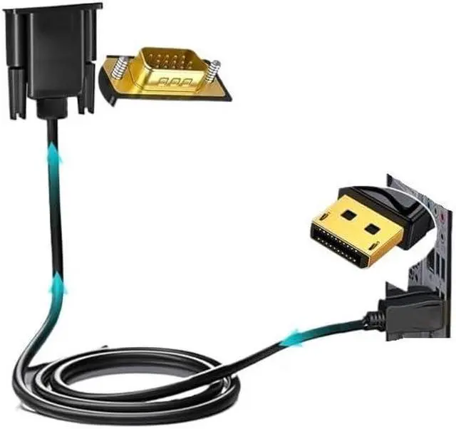 Alt view image 3 of 5 - DP DisplayPort to VGA Adapter Connecto Converter 1.8m Cable FHD 1920 * 1080P Line