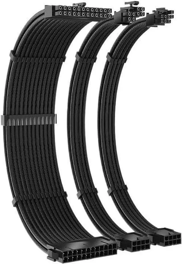 Main image of 3 PSU Extension Cable Kit 3-in-1 Set 300mm PSU to ATX 24Pin PCI-E 6+2Pin CPU(MZ-3-BK(300mm))