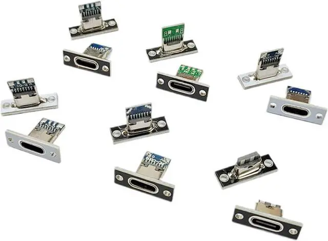 Main image of Type-C USB Female Jack Socket with Fixing Plate - 2Pin, 4Pin, 6Pin Connector for Fast Charging and Data Transfer (2/5/10 Pcs)(Type-1 Black 2Pin,2PCS)