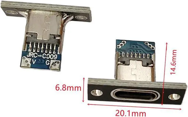 Alt view image 2 of 7 - Type-C USB Female Jack Socket with Fixing Plate - 2Pin, 4Pin, 6Pin Connector for Fast Charging and Data Transfer (2/5/10 Pcs)(Type-1 Black 2Pin,2PCS)