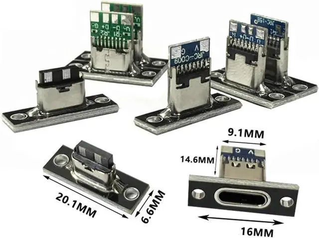 Alt view image 3 of 7 - Type-C USB Female Jack Socket with Fixing Plate - 2Pin, 4Pin, 6Pin Connector for Fast Charging and Data Transfer (2/5/10 Pcs)(Type-1 Black 2Pin,2PCS)