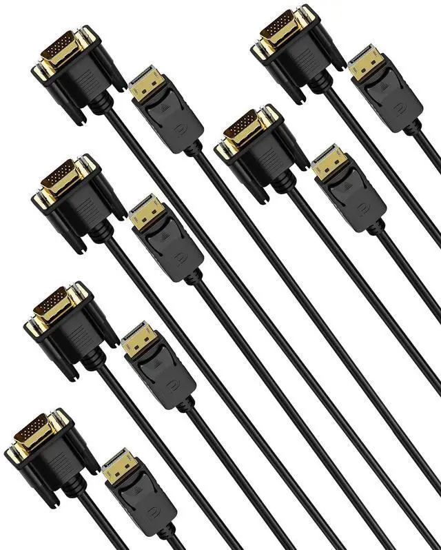 Main image of DisplayPort to VGA Cable 6FT, 6Pack Male to Male DP to VGA Adapter | Display Port to VGA Cord Converter for Computer, Monitor, TV, Projector (Not Bidirectional,Not Compatible with HDMI or USB)