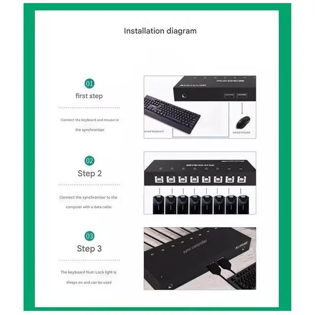 Alt view image 6 of 7 - 32 Ports USB Synchronizer/Sharer - USB Keyboard Mouse Sync Controller, Metal Multi Function KVM Switch/Distributor, Plug and Play, DNF Game Control Synchronizer