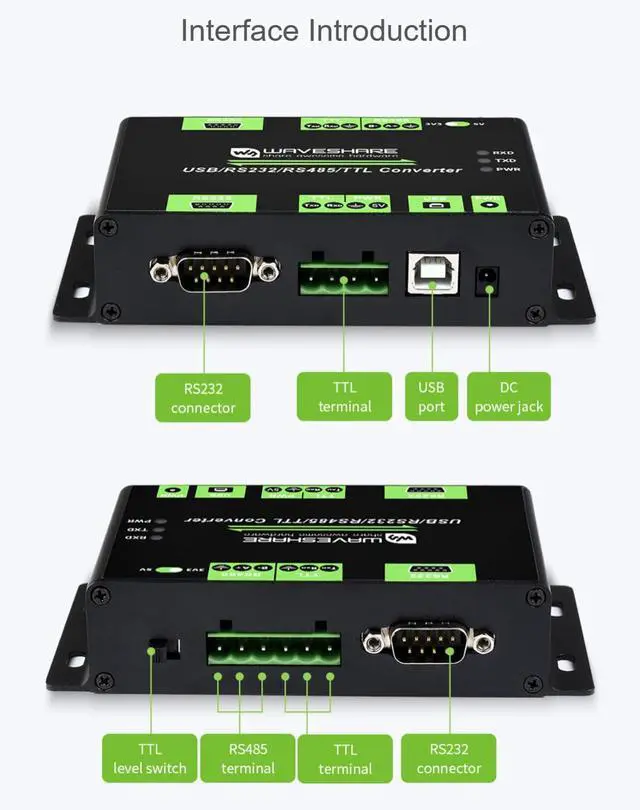 Alt view image 3 of 6 - TUOPUONE Industrial Isolated Multi-Bus Converter Aluminium Alloy USB/RS232/RS485/TTL Communication