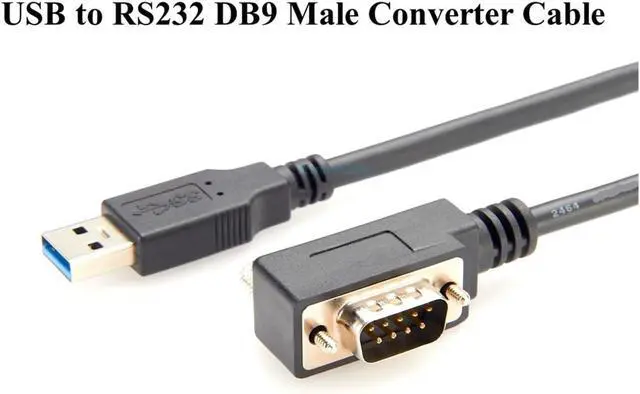 Alt view image 2 of 3 - 90 Degree Low Profile USB 2.0 to DB9 Male Serial Converter Cable Space-Saving to RS232 to COM Port