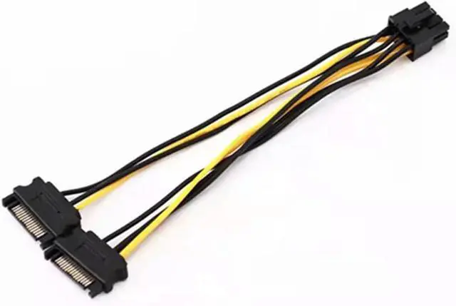 Main image of Single SATA 15 Pin Turn to 8 Pin Graphics Card Power Connector Line 6PIN+2PIN Adapter Cable 15P to 8P Graphics Card Line Cable(Sata x 2)