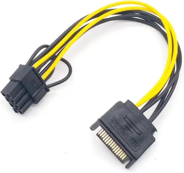 Alt view image 4 of 5 - AEE7-5PCS 15Pin SATA Male to 8Pin(6+2) PCI-E Power Supply Cable 20Cm SATA Cable 15-Pin to 8 Pin 18AWG Wire for Graphic Card