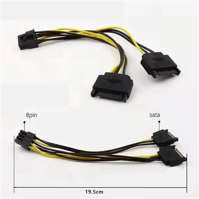 Alt view image 2 of 4 - Single SATA 15 Pin Turn to 8 Pin Graphics Card Power Connector Line 6PIN+2PIN Adapter Cable 15P to 8P Graphics Card Line Cable(Sata x 2)