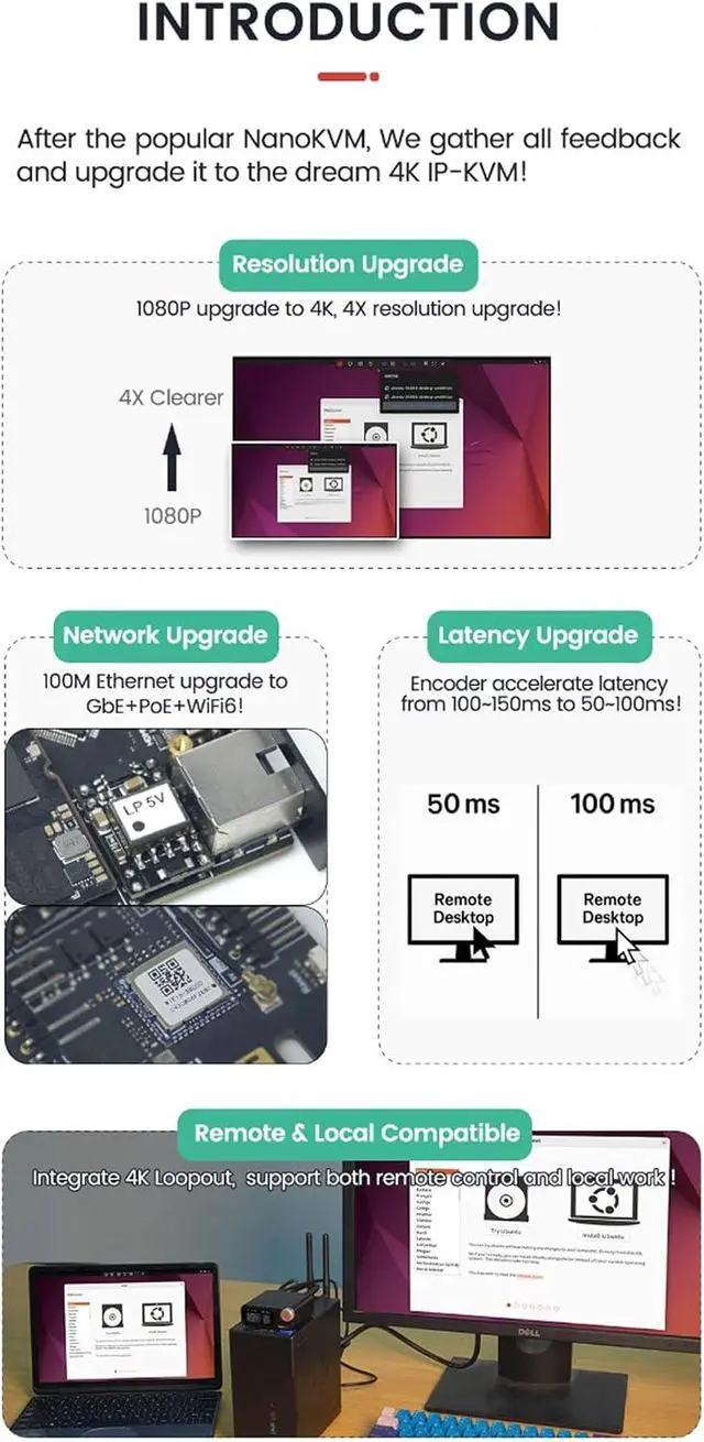 Alt view image 4 of 7 - Sipeed NanoKVM-Pro 4K IP-KVM, GbE, WiFi 6, Remote Management Device (ATX WiFi POE)