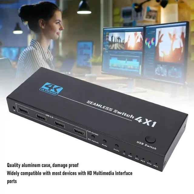 Alt view image 2 of 7 - LICAEVEY 8K 60Hz KVM Switchs for PC Laptop Gaming Console Monitor, 4 Port USB HDMI Switcher with VRR ALLM QFT, Plug and Play CEC Function