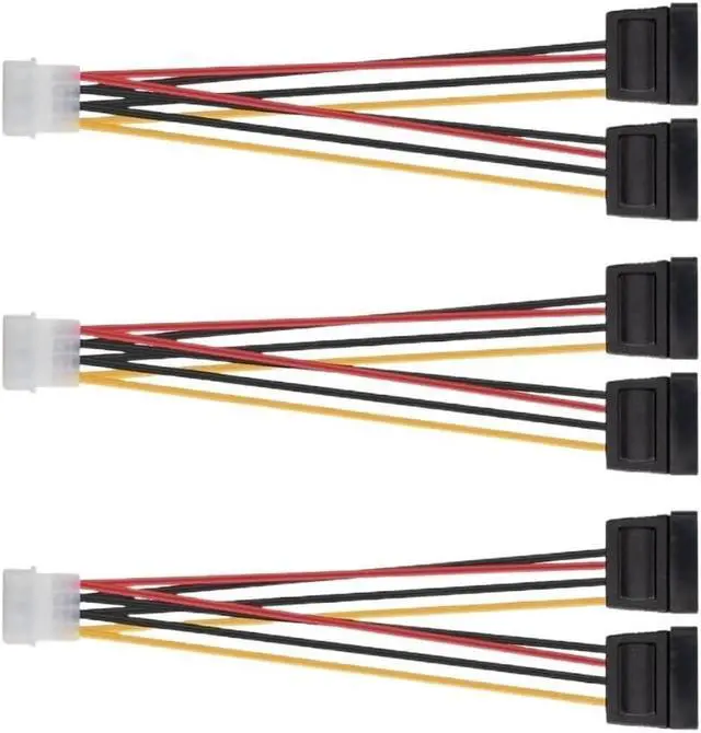 Alt view image 4 of 5 - KUNSR 4 Pin IDE to 2 Serial ATA Hard Driver Power Cable SATA Y Splitter Hard Drive Disk Extension Cord Adapter Connector(1 Piece)