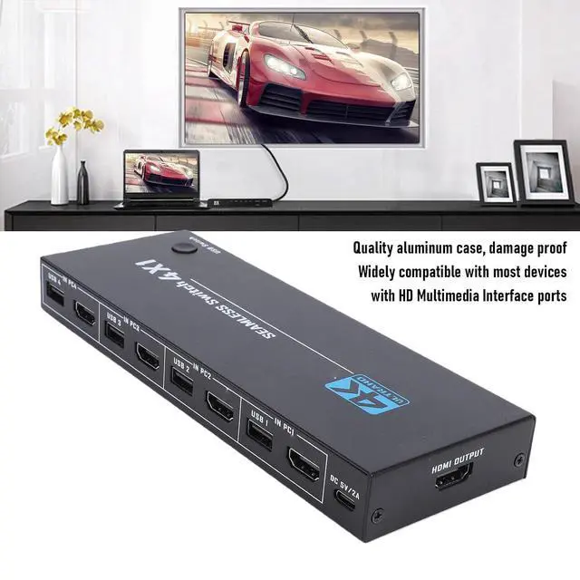 Alt view image 4 of 7 - LICAEVEY 8K 60Hz KVM Switchs for PC Laptop Gaming Console Monitor, 4 Port USB HDMI Switcher with VRR ALLM QFT, Plug and Play CEC Function