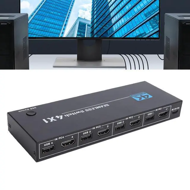 Alt view image 6 of 7 - LICAEVEY 8K 60Hz KVM Switchs for PC Laptop Gaming Console Monitor, 4 Port USB HDMI Switcher with VRR ALLM QFT, Plug and Play CEC Function