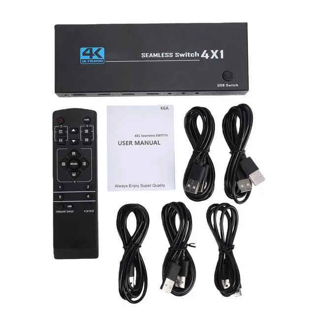 Alt view image 7 of 7 - LICAEVEY 8K 60Hz KVM Switchs for PC Laptop Gaming Console Monitor, 4 Port USB HDMI Switcher with VRR ALLM QFT, Plug and Play CEC Function