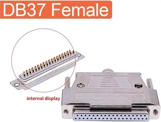 Alt view image 2 of 6 - DB37 Metal Connector D Sub Gold Plated Brass contactor 37 pin Hole Port Socket Female Male Adapter 2 Row(Female)