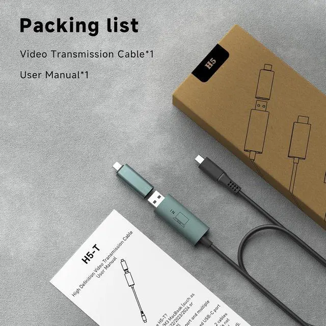 Alt view image 5 of 6 - H5-T High Definition Video Transmission Cable - Signal Generate Cable, Transfer USB A or USB C Port into Video Signal Port Converter