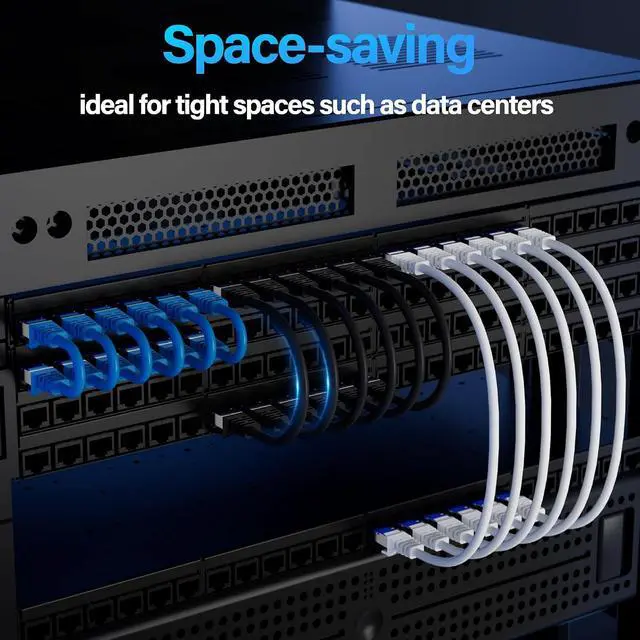 Alt view image 5 of 7 - Cat6A Ethernet Cable Shielded 10Gbps 5 ft (24 Pack), Slim Shielded (F/UTP) Ethernet Cable Cat 6, Flexible 28AWG Bare Copper Cat6 Cable, Space-saving Cat 6a Network Cable for Server, Data Center, Black