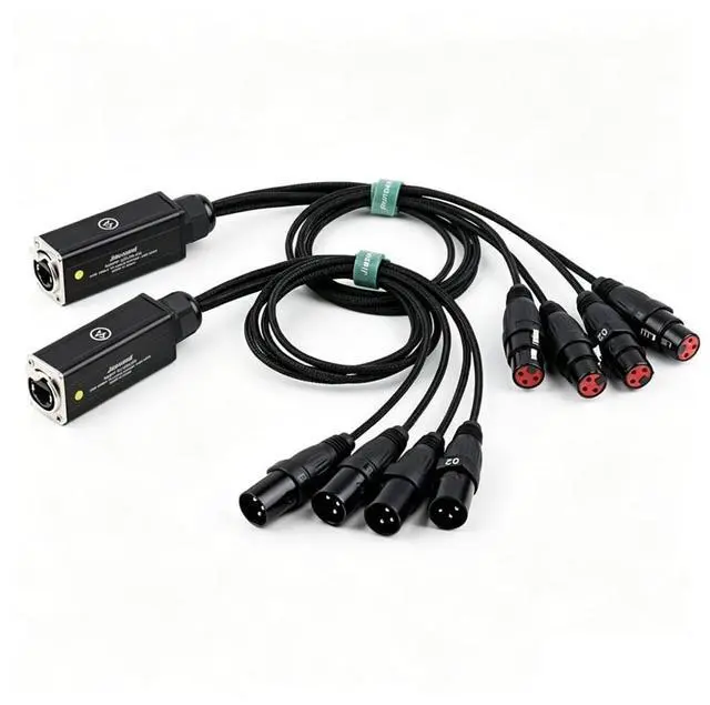 Main image of 4 Channel 3-Pin XLR Male Female to Ethercon Cable, Compact Cat6 Network Snake Receiver, AES DMX Audio Signal Extender Over Cat5 Cat6 RJ45 Ethernet Cable (Male Tails)