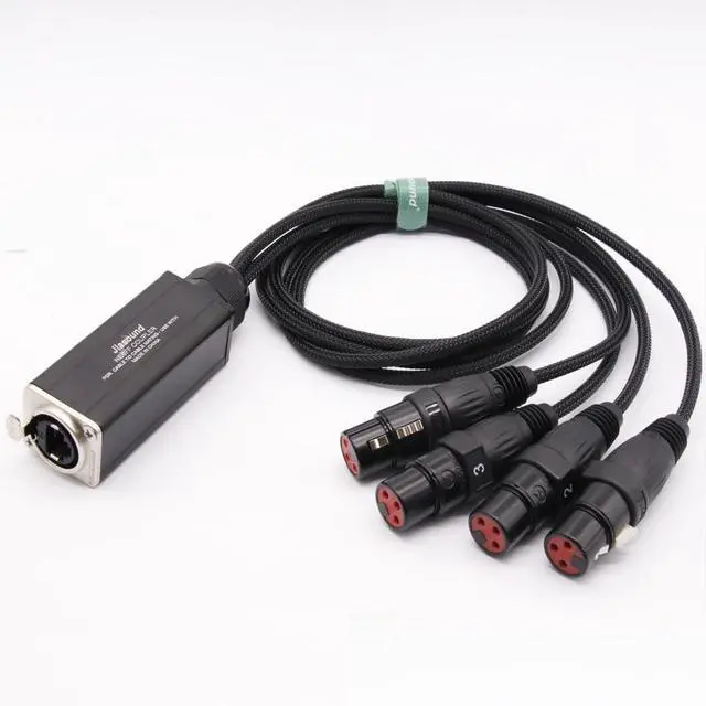 Alt view image 2 of 5 - 4 Channel 3-Pin XLR Male Female to Ethercon Cable, Compact Cat6 Network Snake Receiver, AES DMX Audio Signal Extender Over Cat5 Cat6 RJ45 Ethernet Cable (Male Tails)