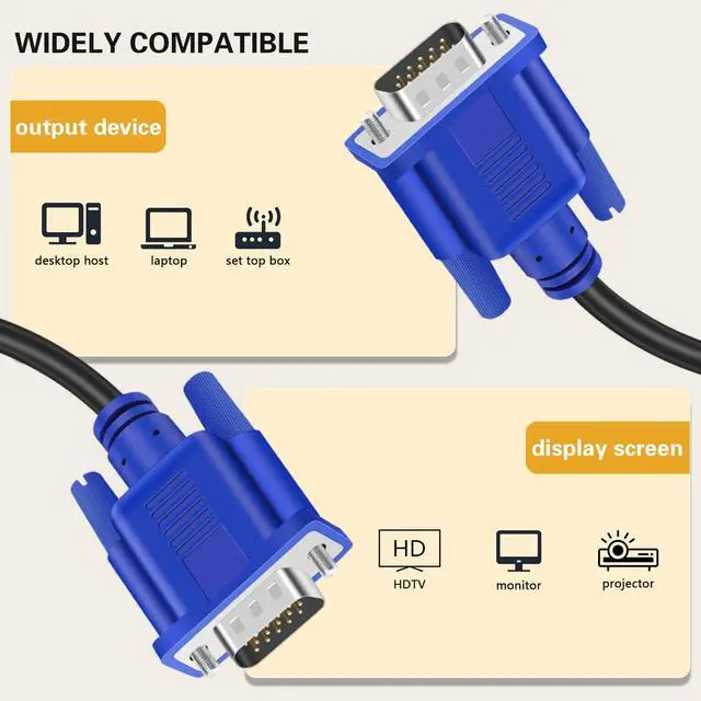 Alt view image 2 of 7 - VGA to VGA Monitor Cable 6 Feet Male to Male Computer Cord for TV Computer Projector - 6 Feet (10 Pack)