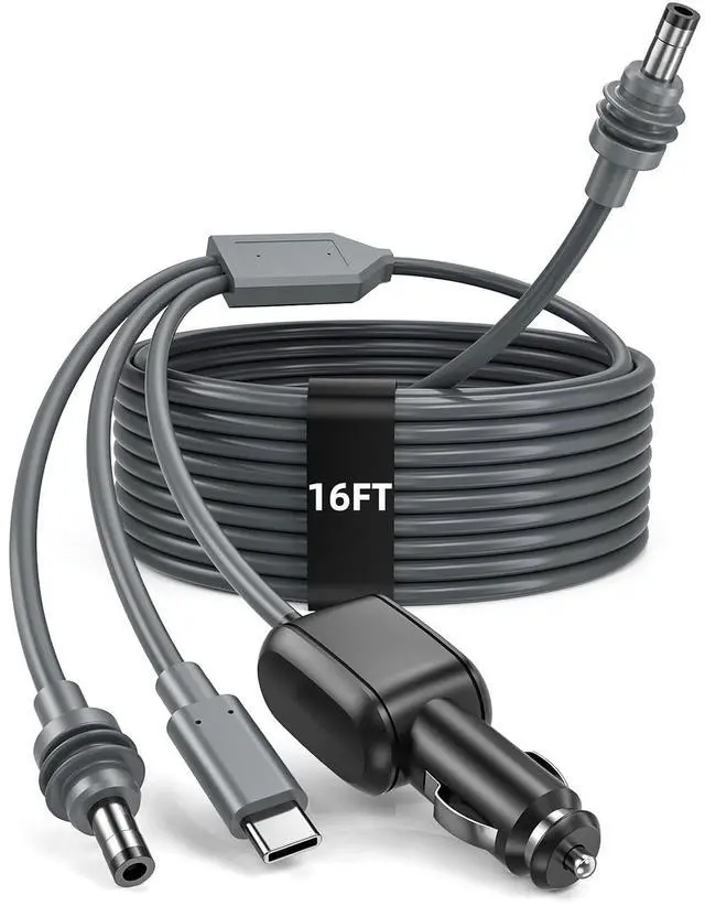 Main image of 3 in 1 Starlink Mini Cable 16FT/ 5M, 18AWG Starlink Mini 100W High-Speed USB C/Car Charger/DC to DC Power Cable Starlink Mini Car Cigarette Lighter Replacement Waterproof Extension Cable Accessories