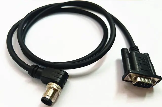 Main image of DB9 RS232 Waterproof Power Industrial Cable Assembly Right Angle M12 8Pin Male to D-Sub 9Pin Male Shielded Cable