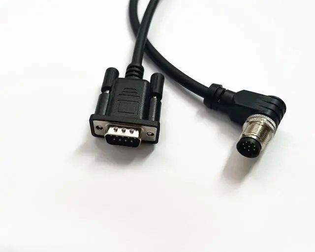 Alt view image 2 of 6 - DB9 RS232 Waterproof Power Industrial Cable Assembly Right Angle M12 8Pin Male to D-Sub 9Pin Male Shielded Cable