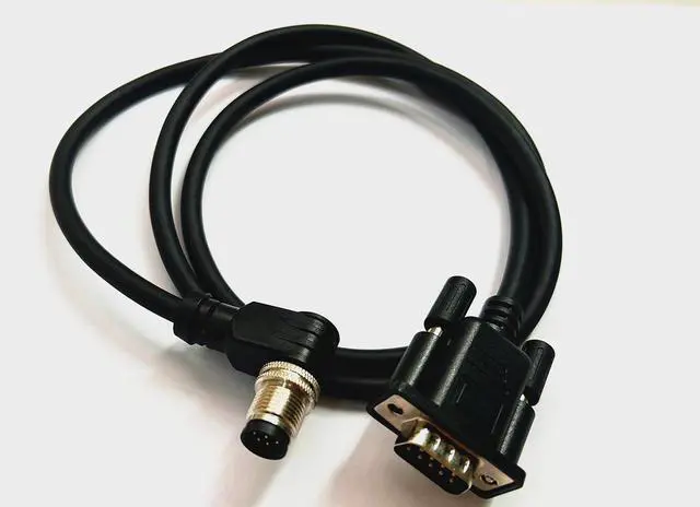 Alt view image 6 of 6 - DB9 RS232 Waterproof Power Industrial Cable Assembly Right Angle M12 8Pin Male to D-Sub 9Pin Male Shielded Cable