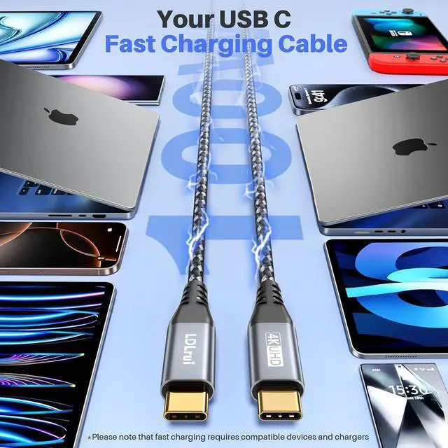 Alt view image 4 of 7 - USB C Data Cable 20Gbps High-Speed Transfer, 3FT 2-Pack, USB 3.2 Gen 2x2 | 4K@60Hz USB C Monitor Cable, 100W PD Fast Charging, Portable Monitors, External SSDs, Docks, Braided Nylon